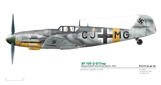 Bf-109-G-6-Trop-W-Nr-18319-CJ-MG