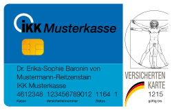 Krankenkassen-Musterkarte, alte Version noch ohne Fotos, (c) Lumu (talk), Wikipedia