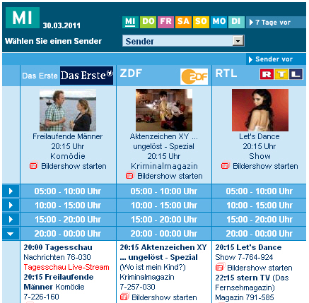 Das TV-Programm von heute in der Übersicht