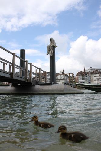 public-art-basel-show-art-parcours-timeguards-ferryman-manfred-kielnhofer-sculpture-rhein-klingental-faehre-vogel-gryff