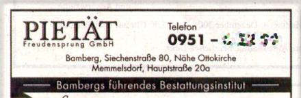 Bestattungsinstitut Freudensprung in der Siechenstraße in Bamberg.