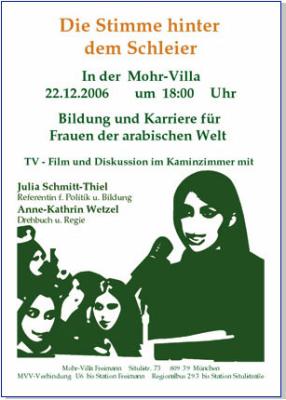 Veranstaltungs-Plakat "Die Stimme hinter dem Schleier"