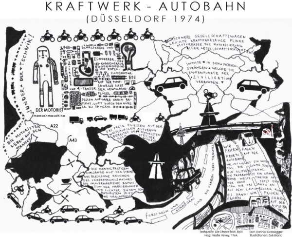 kraftwerk - autobahn illustration by zoe blanc. concept and words by both of us