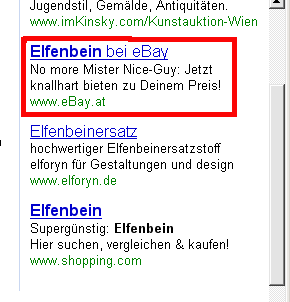 No more Mr. Nice-Guy: Elfenbein bei ebay