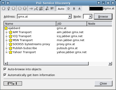 Service Discovery der Jabber Transports