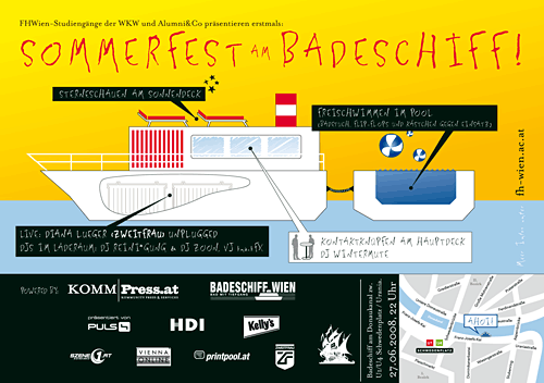 Sommerfest am Badeschiff Flyer: Heck, Design: Harald Weber