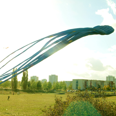 Monster vor Haeusern