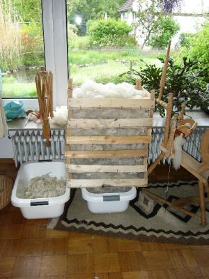 Wolle nach dem Waschen