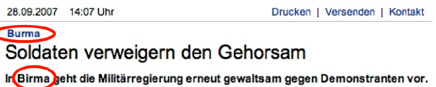 Ausschnitt aus einer Meldung auf sueddeutsche.de