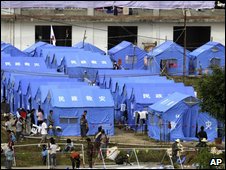 Refugee camp in Nansan, Yunnan Province, BBC.