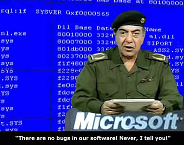 "there are no bugs in our software! never, i tell you!"