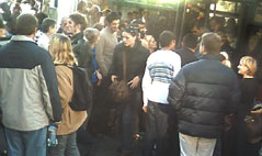 the crowd of u6 schienenersatzverkehrsbus