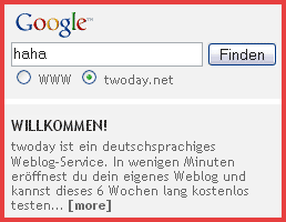 die interne twoday.net suche, ganz ohne fremde hilfe ;)