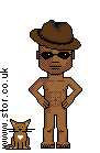 man with hat and cat