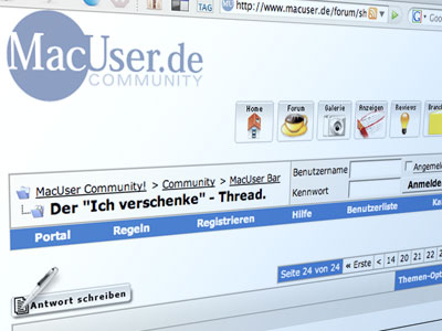 Screenshot des "Ich verschenke"-Thread