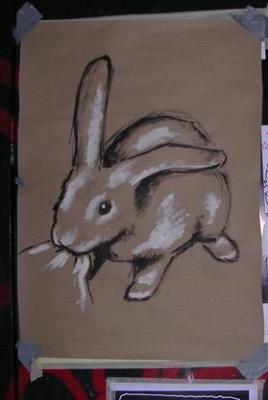 Cute killer rabbit.<br />
By Fluffy Killer Wolf<br />
Acrylics