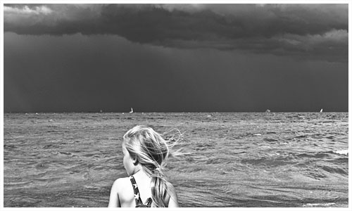 Am Strand von Warnemünde kurz vor einem Gewitter