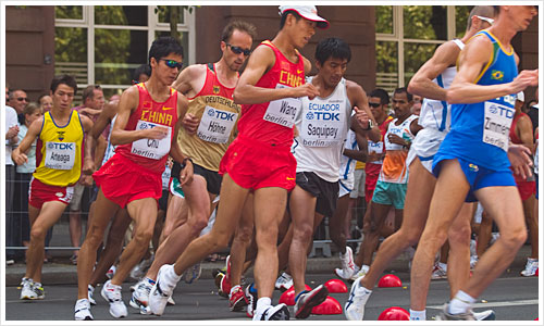 Höhne bei dem 20 km Gehen während der IAAF 09