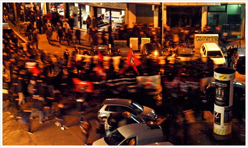 Demonstration in der Gubener Strasse Berlin