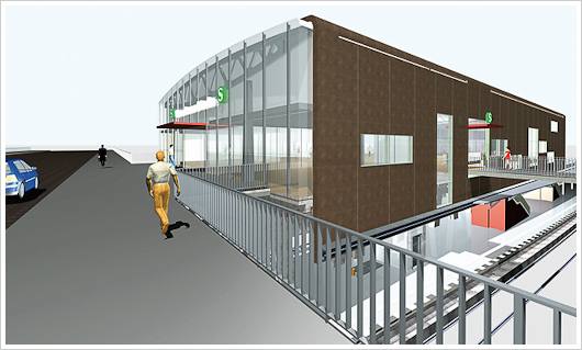 Eine Grafik des zukünftigen Bahnhofs Berlin Warschauer Strasse