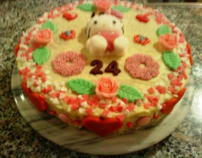 Eine richtige Mädchen-Mädchen-Torte. HIerüber freuen sich sowohl die ganz Kleinen als auch diejenigen die gerne nochmal klein wären. Rosa und Pink sind hier ein Muss. Hello Kitty lässt grüßen. 
